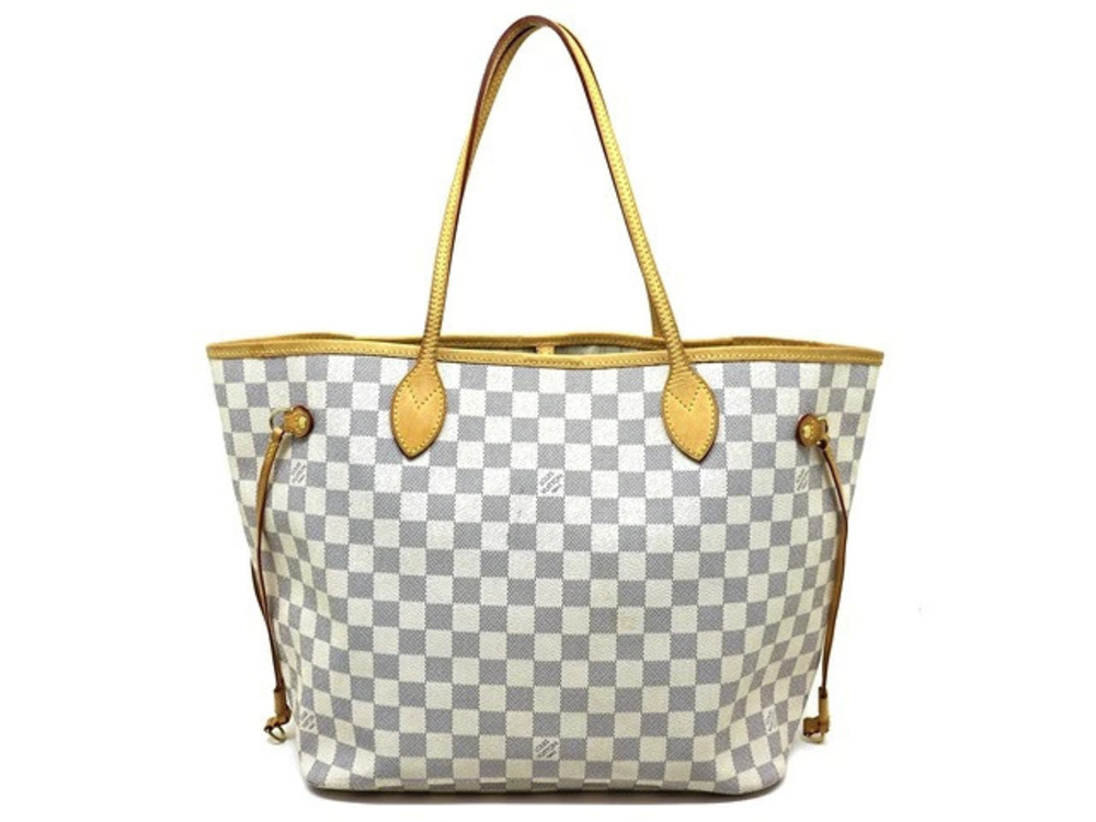 LOUIS VUITTON Neverfull Tote Bag Damier Azur White